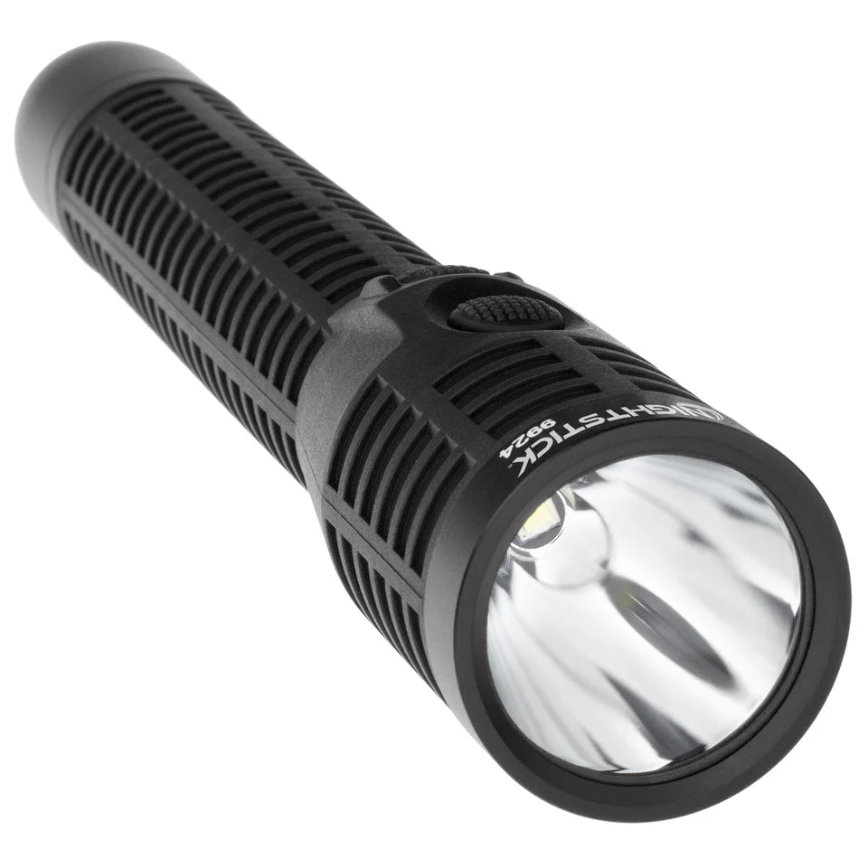 Wiederaufladbare taktische Polymer-Taschenlampe mit zwei Lichtquellen NSR-9924XL