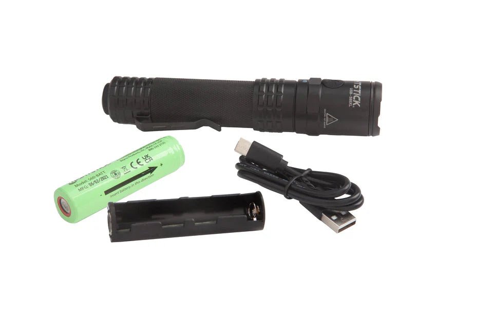 Wiederaufladbare taktische Taschenlampe mit zwei Lichtquellen USB-588XL